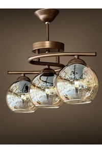 LODOS3 LÜ  KAHVERENGİ  KASA BAL CAMLI  SALON MUTFAK ODA 3 LÜ AVİZE